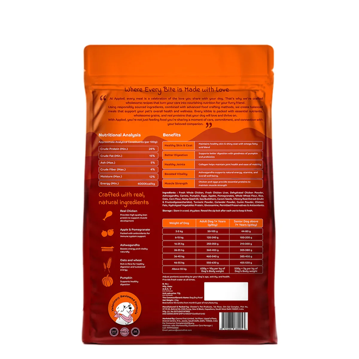 Applod Chicken & Vegetables with Apple & Pomegranate Dry Dog Food for Adult Dogs - Image 9