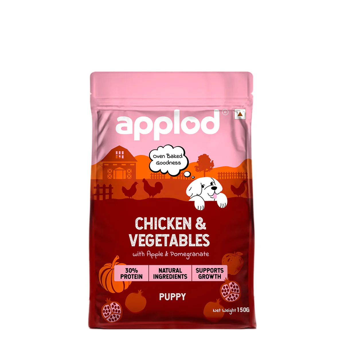 Applod Chicken & Vegetables with Apple & Pomegranate Dry Dog Food for Puppies - Image 10