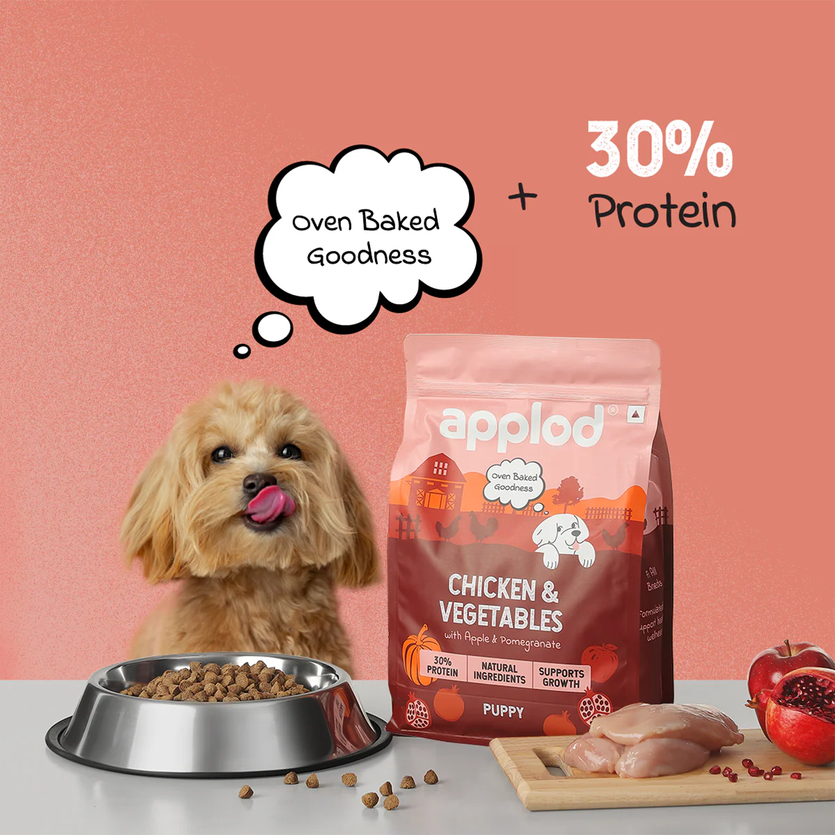 Applod Chicken & Vegetables with Apple & Pomegranate Dry Dog Food for Puppies - Image 4