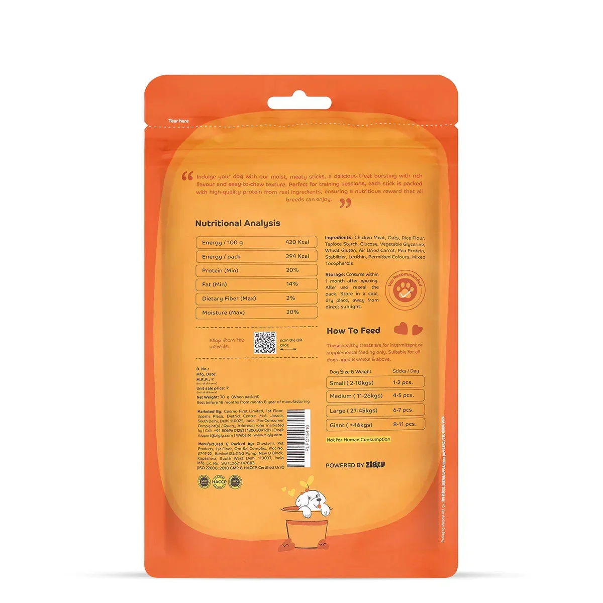 Applod Soft Carrot Chew Sticks Dog Treat  - 70g - Image 8