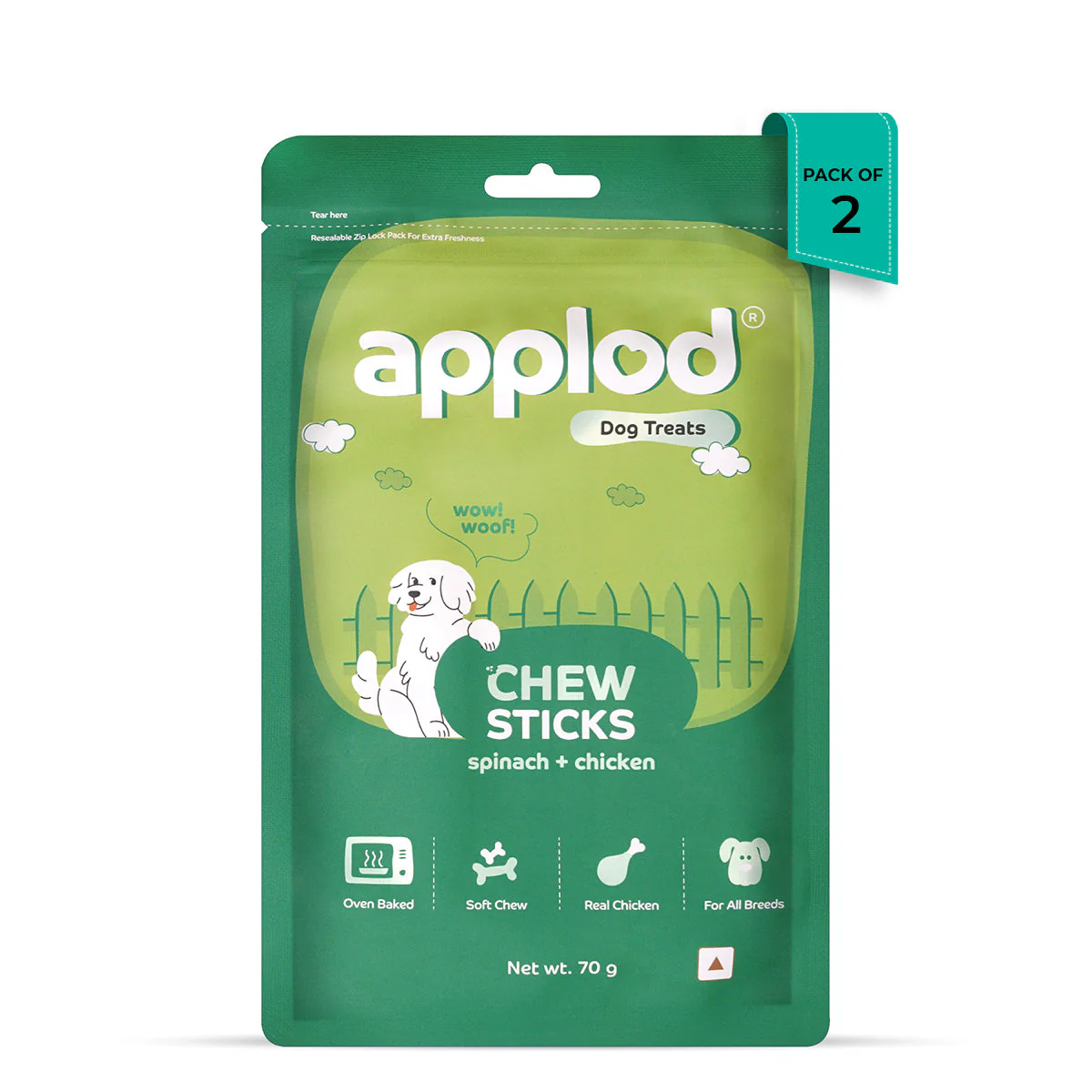Applod Soft Spinach Chew Sticks Dog Treat - 70g - Image 11