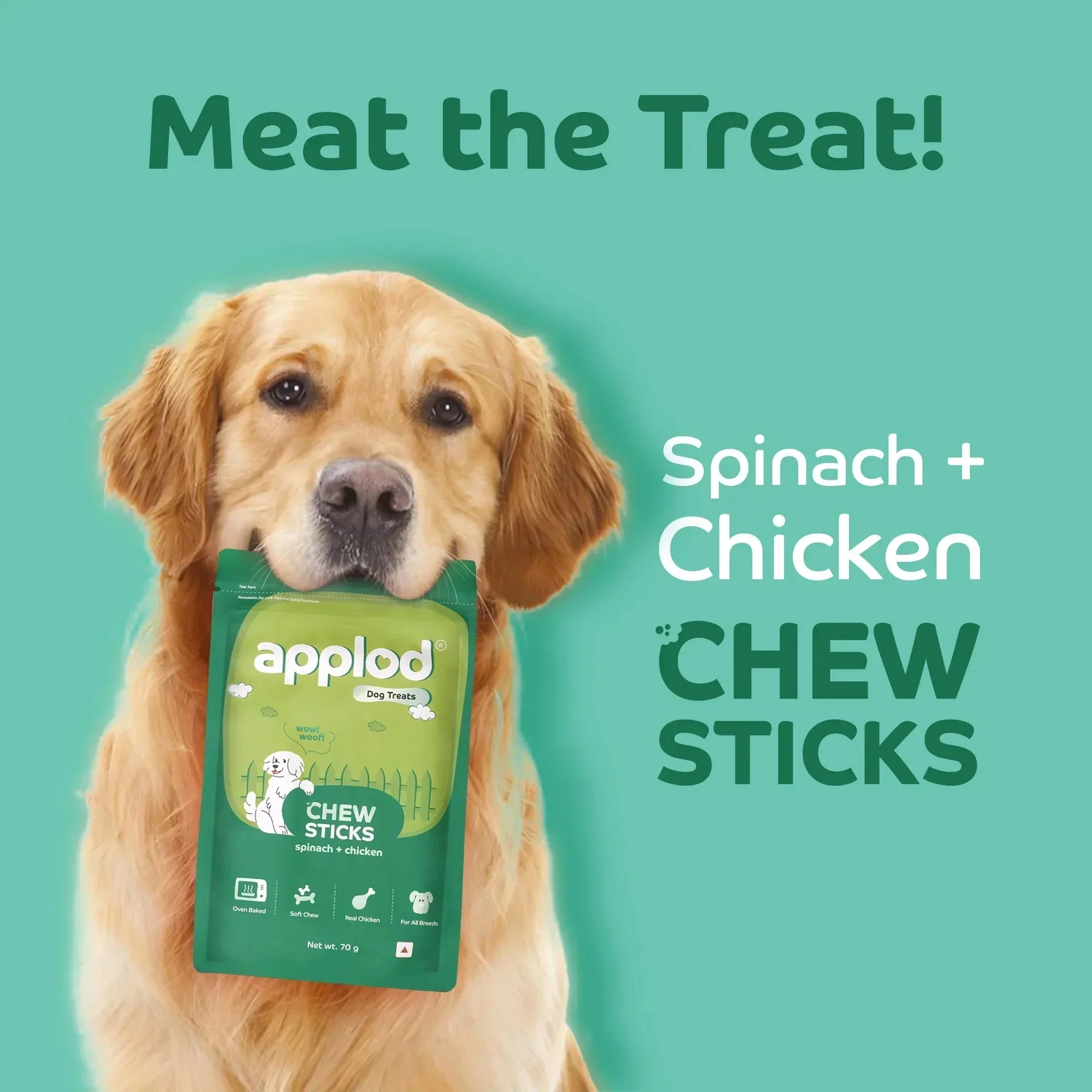 Applod Soft Spinach Chew Sticks Dog Treat - 70g - Image 5
