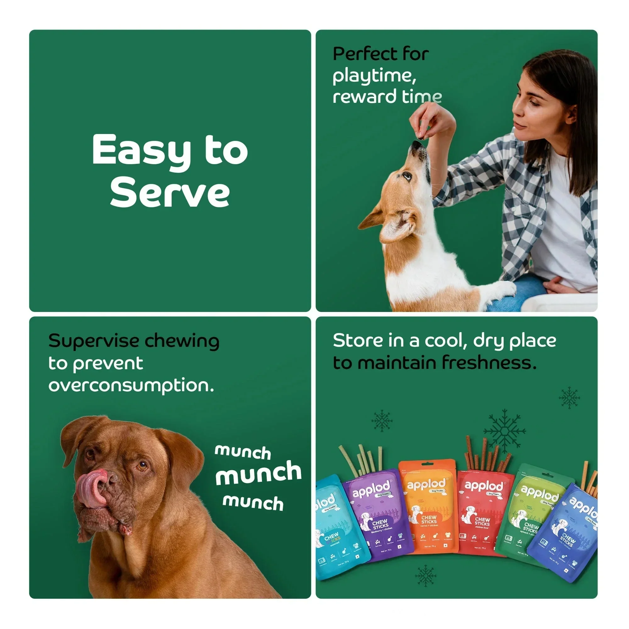 Applod Soft Spinach Chew Sticks Dog Treat - 70g - Image 6