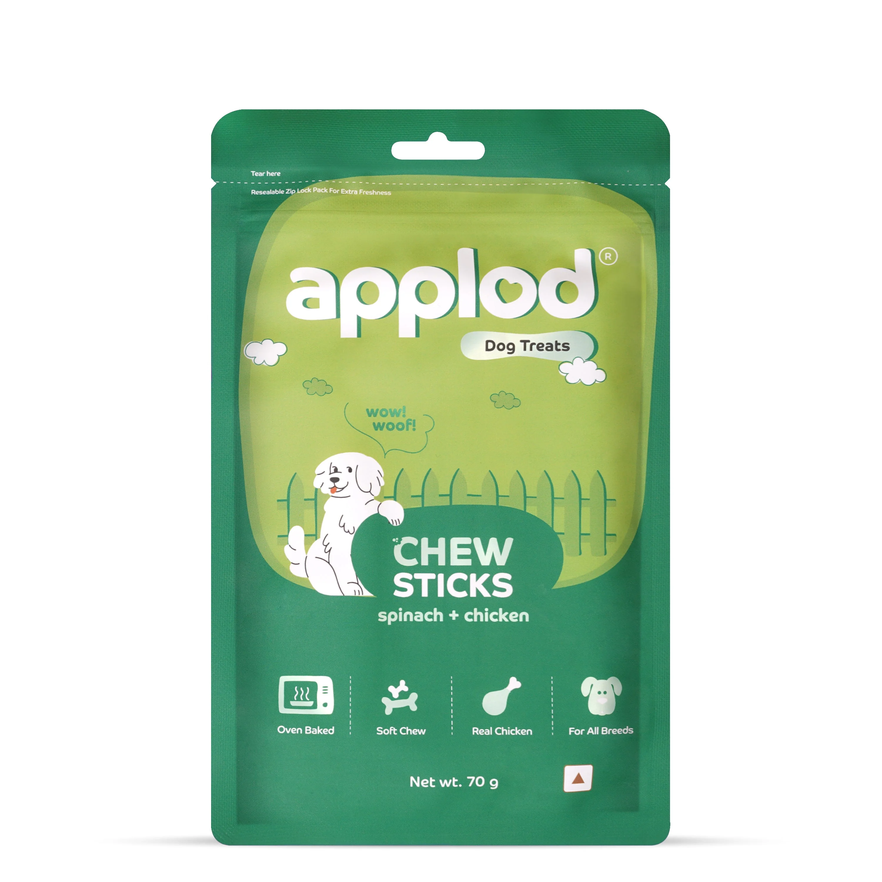 Applod Soft Spinach Chew Sticks Dog Treat - 70g - Image 9