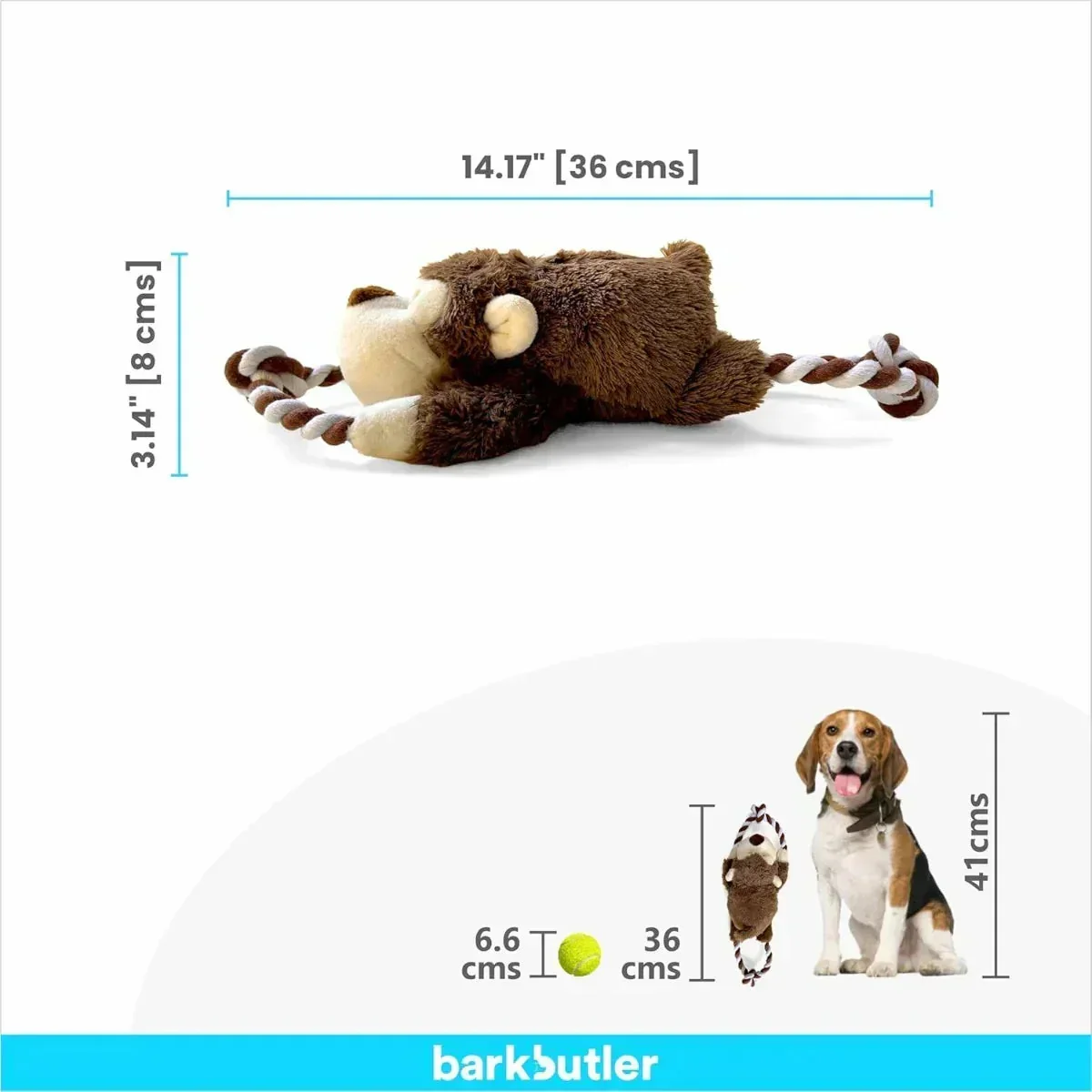 Barkbutler Knotty The Bear Plush Dog Toy - Image 6
