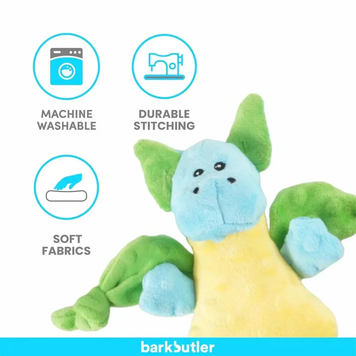 Barkbutler Pookie The Dragon Plush Dog Toy - Image 3