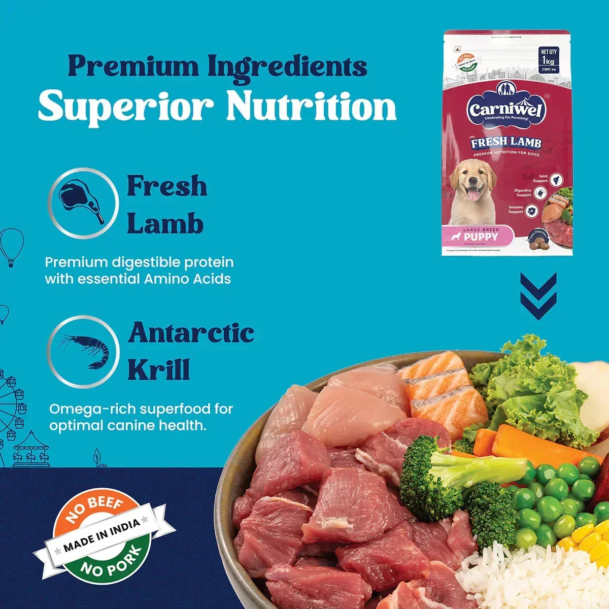 Carniwel Fresh Lamb Dry Dog Food for Large Breed, Puppy - Image 3
