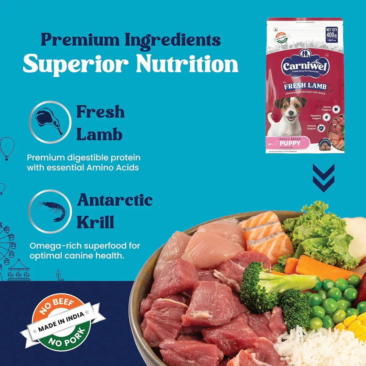Carniwel Fresh Lamb Dry Dog Food for Small Breed, Puppy - Image 3