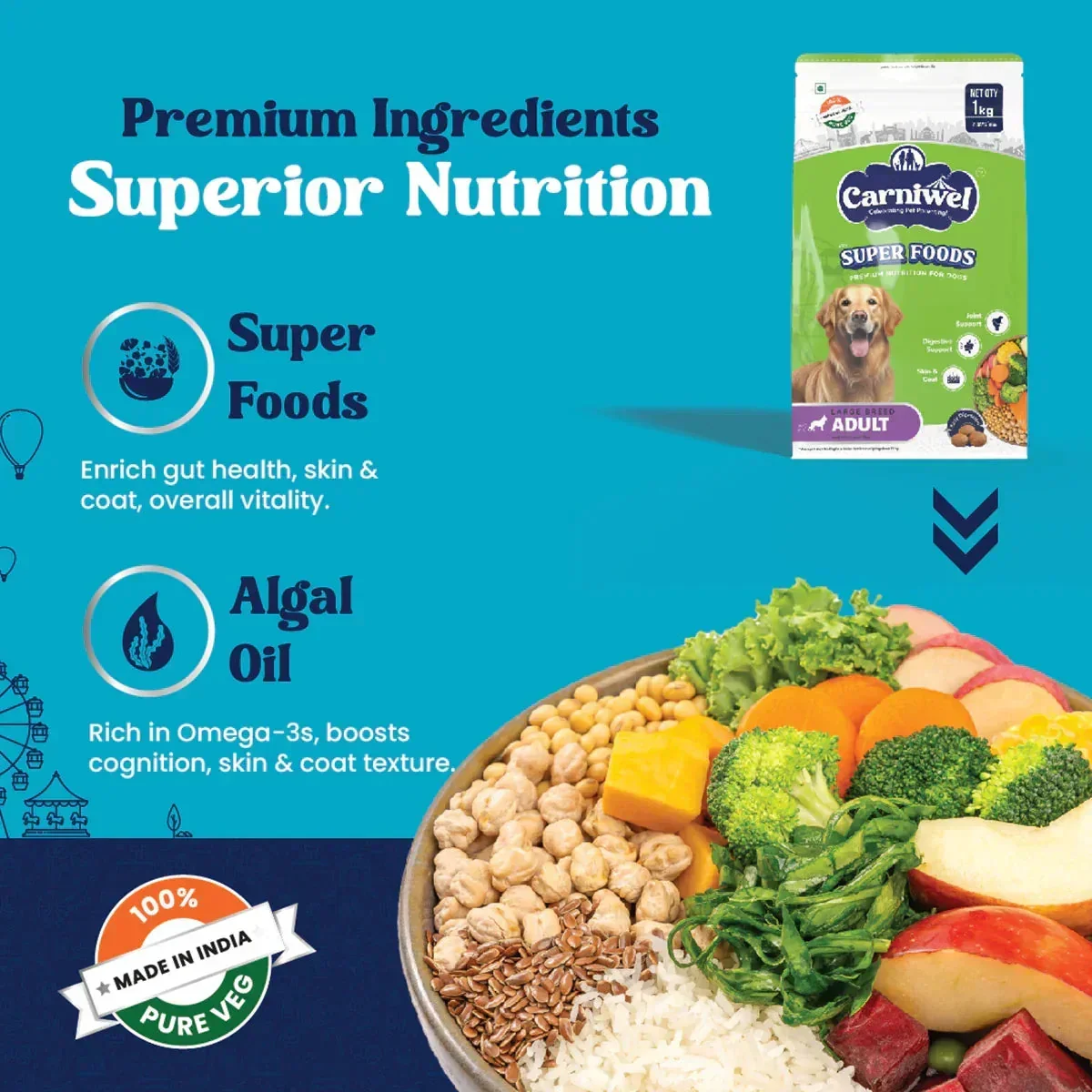 Carniwel Veg with Superfoods Dry Dog Food for Large Breed, Adult - Image 3