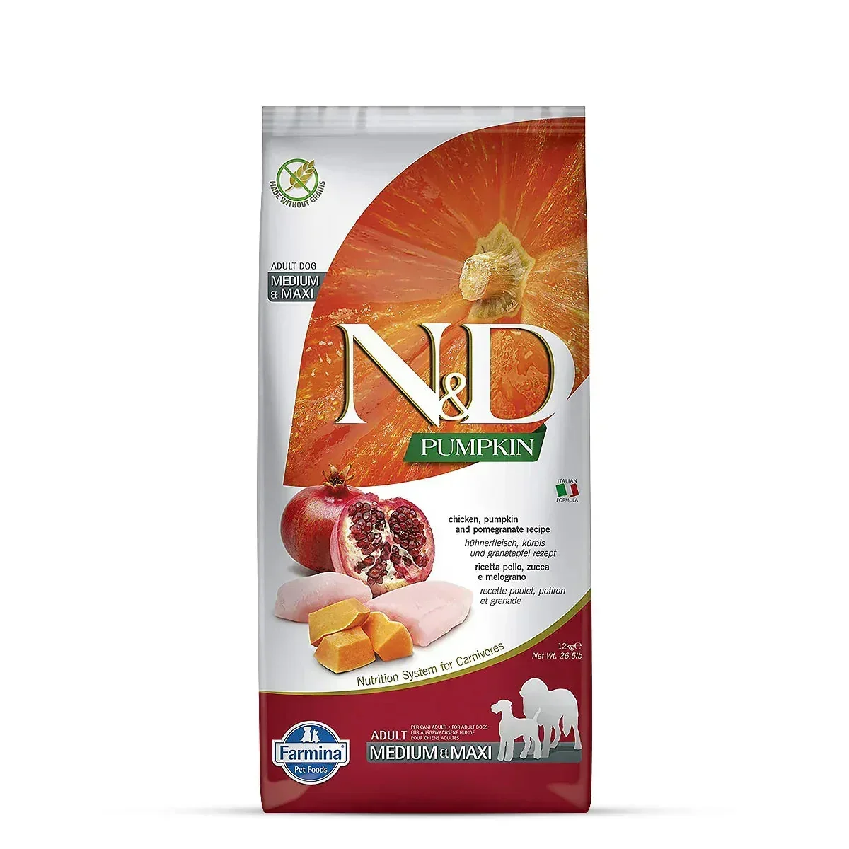 Farmina N&D Grain Free Pumpkin Chicken & Pomegranate Dry Dog Food - Medium & Maxi Breed Adult - Image 10