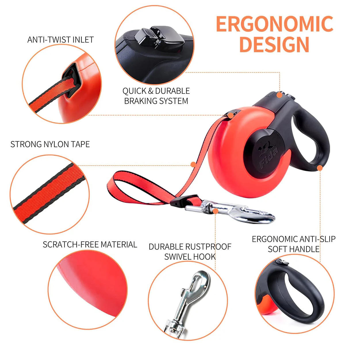 Fida Mars Dog Leash - Red - Image 5