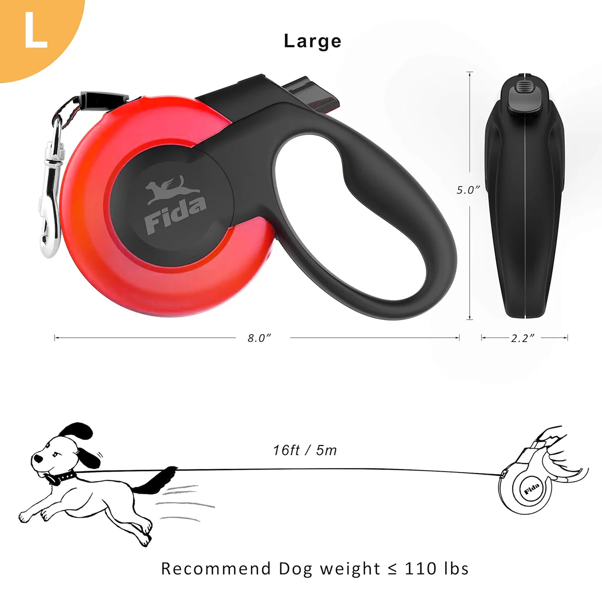 Fida Mars Dog Leash - Red - Image 7