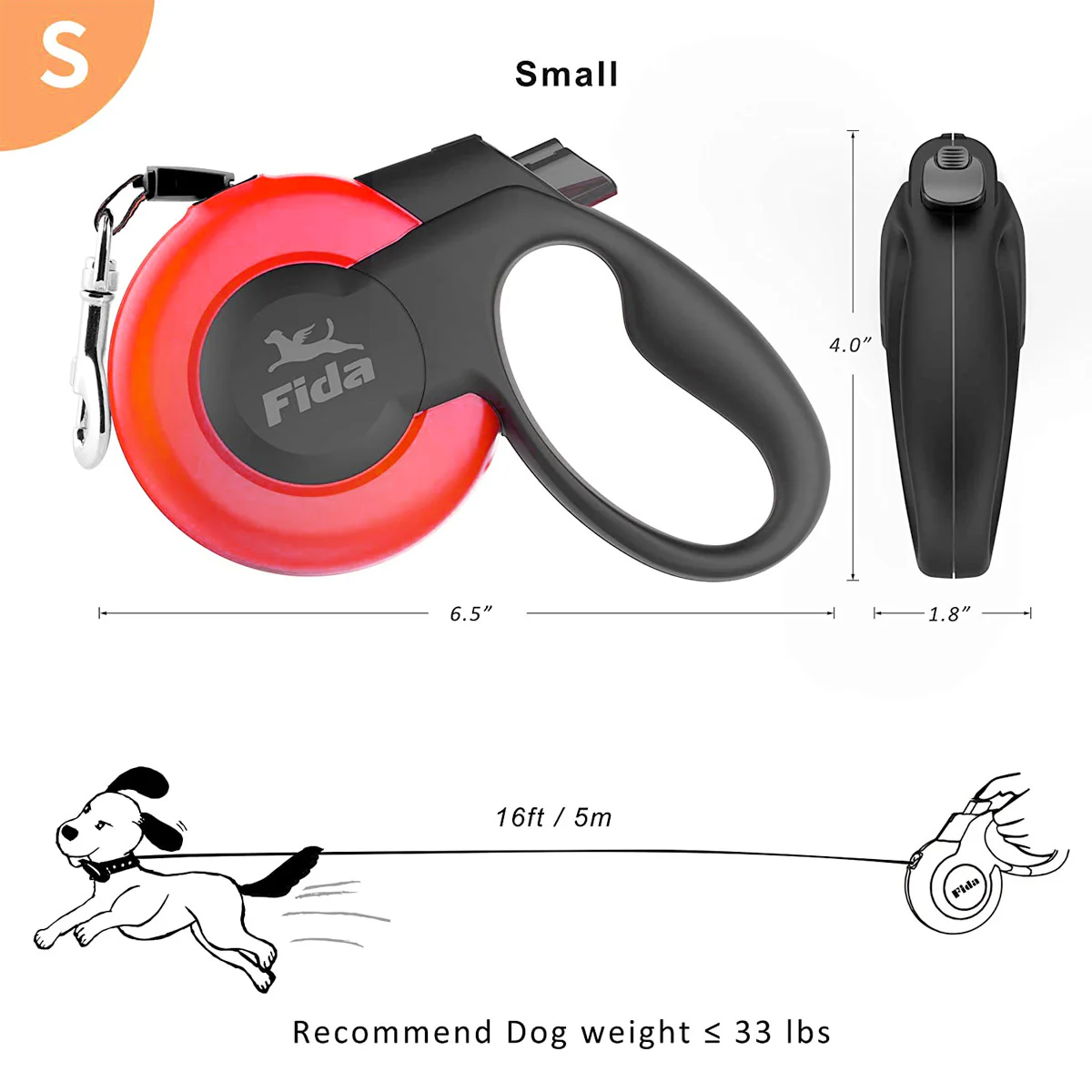 Fida Mars Dog Leash - Red - Image 9