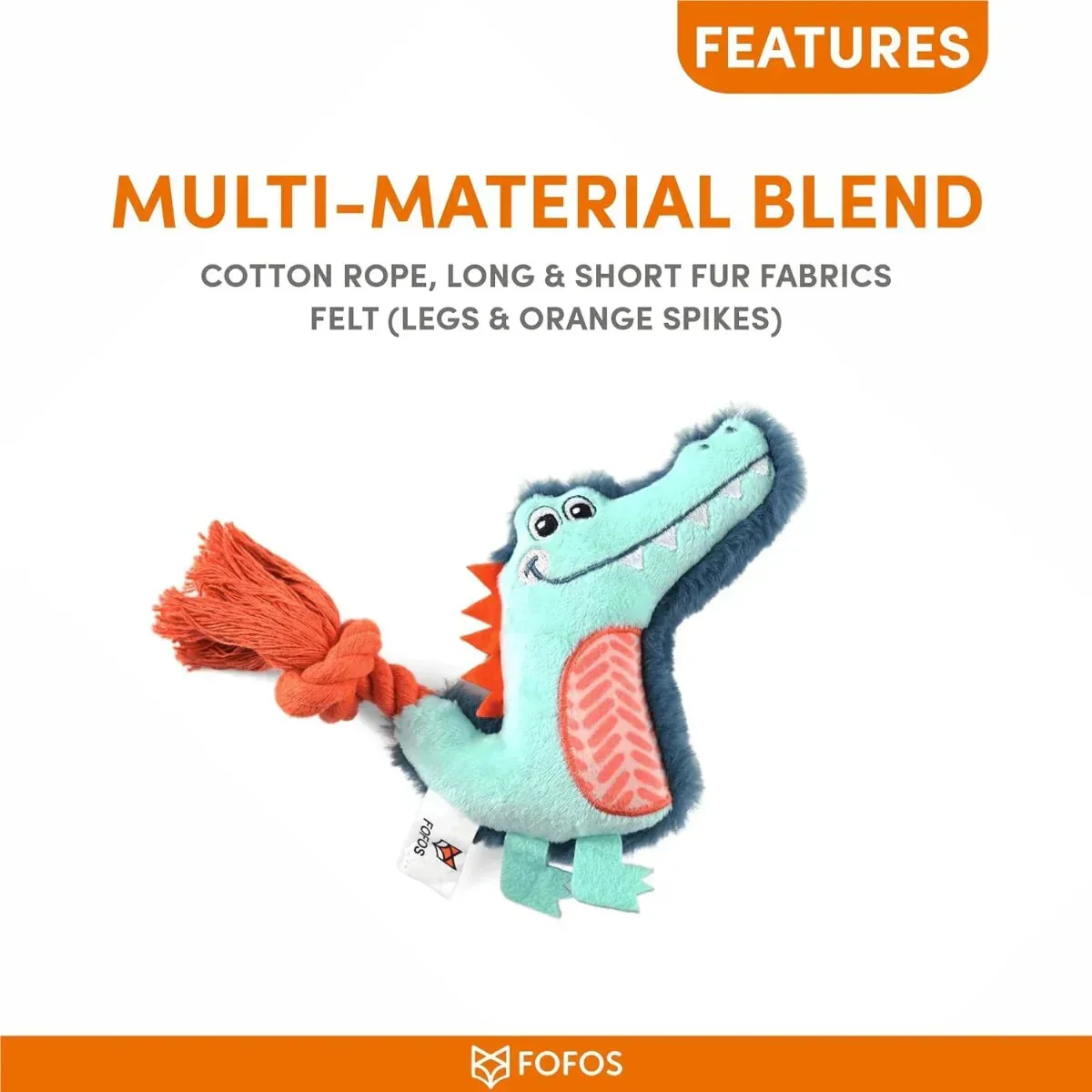 FOFOS Alligator Plush Puppy Teething Toy - Image 3