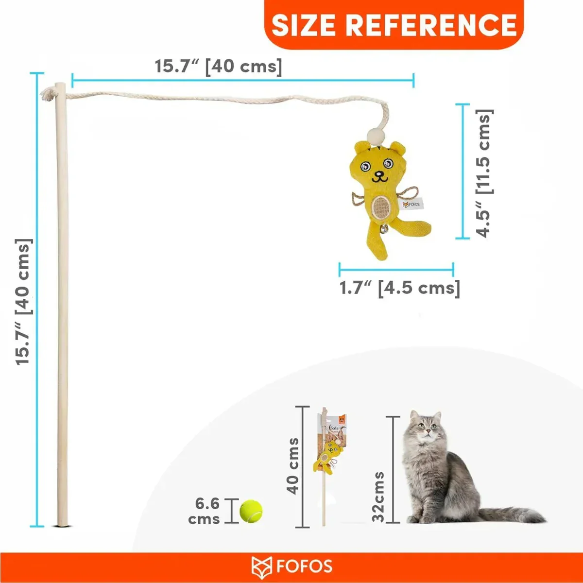 FOFOS Cat Wand Toy Tiger Cat Toy - Image 3