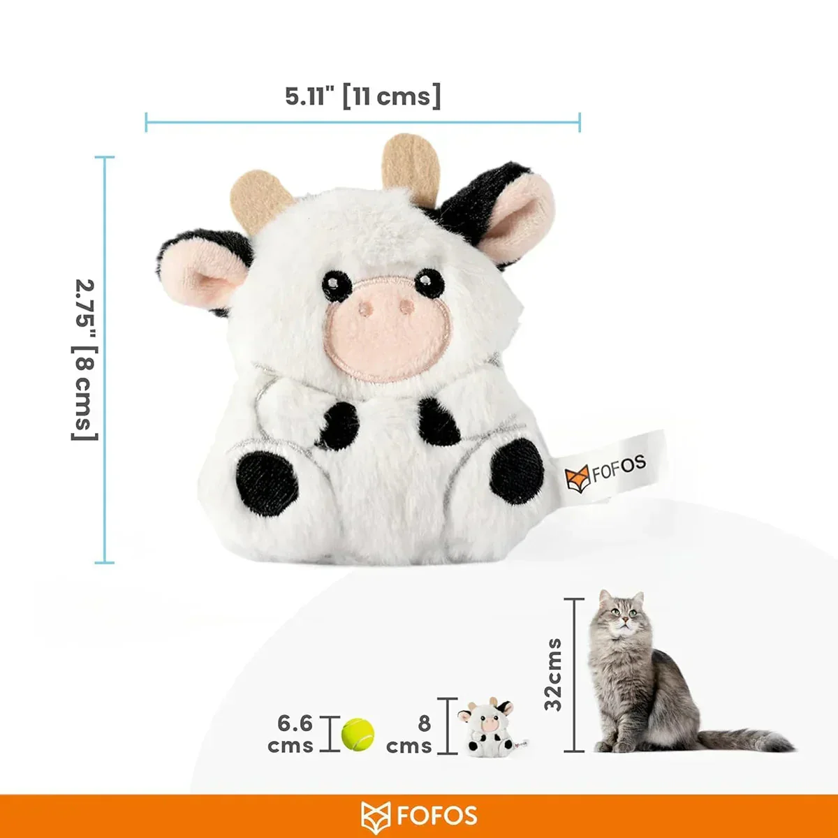 FOFOS Floppy Crinkle Cat Toy Cow - Image 5