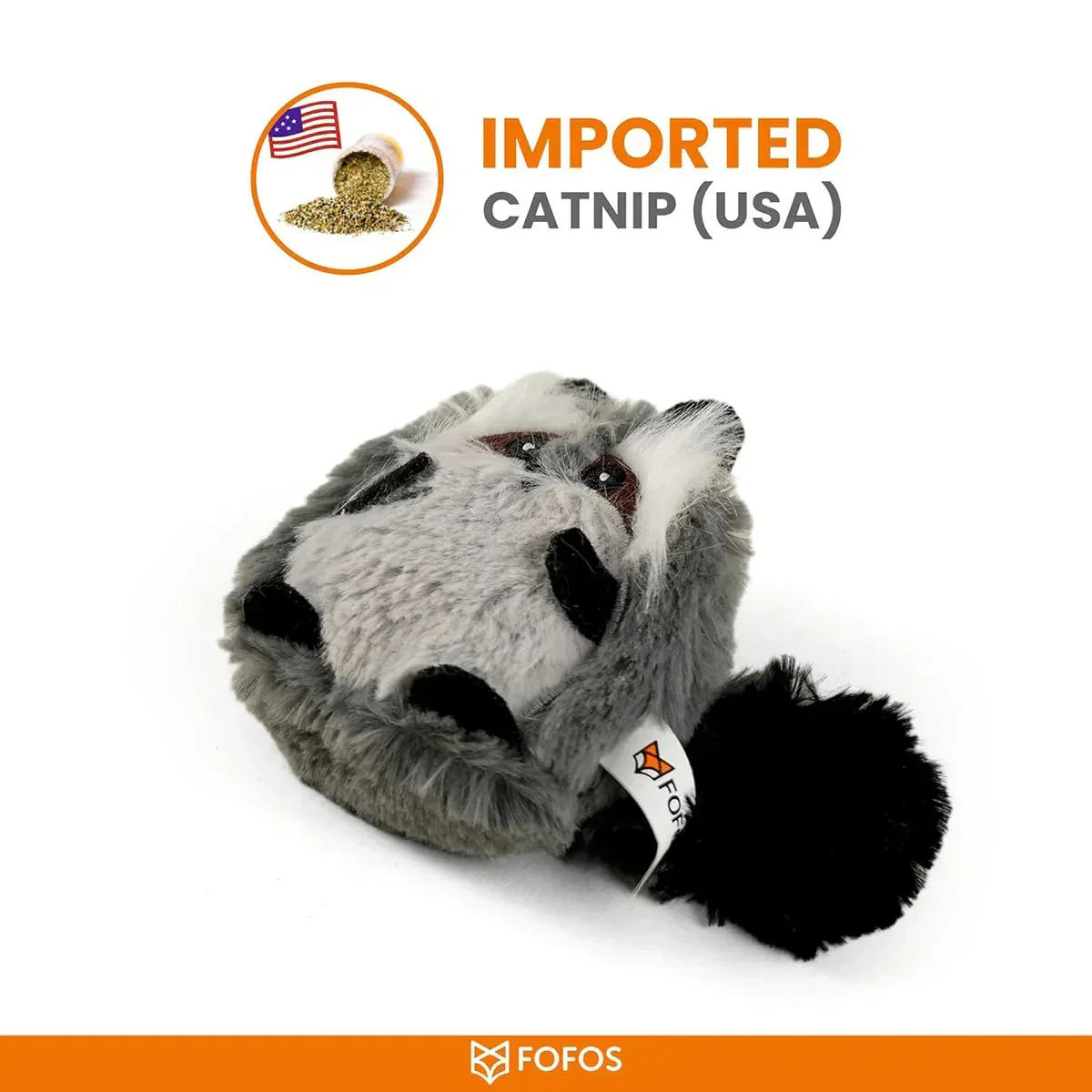 FOFOS Floppy Crinkle Cat Toy Raccoon - Image 3