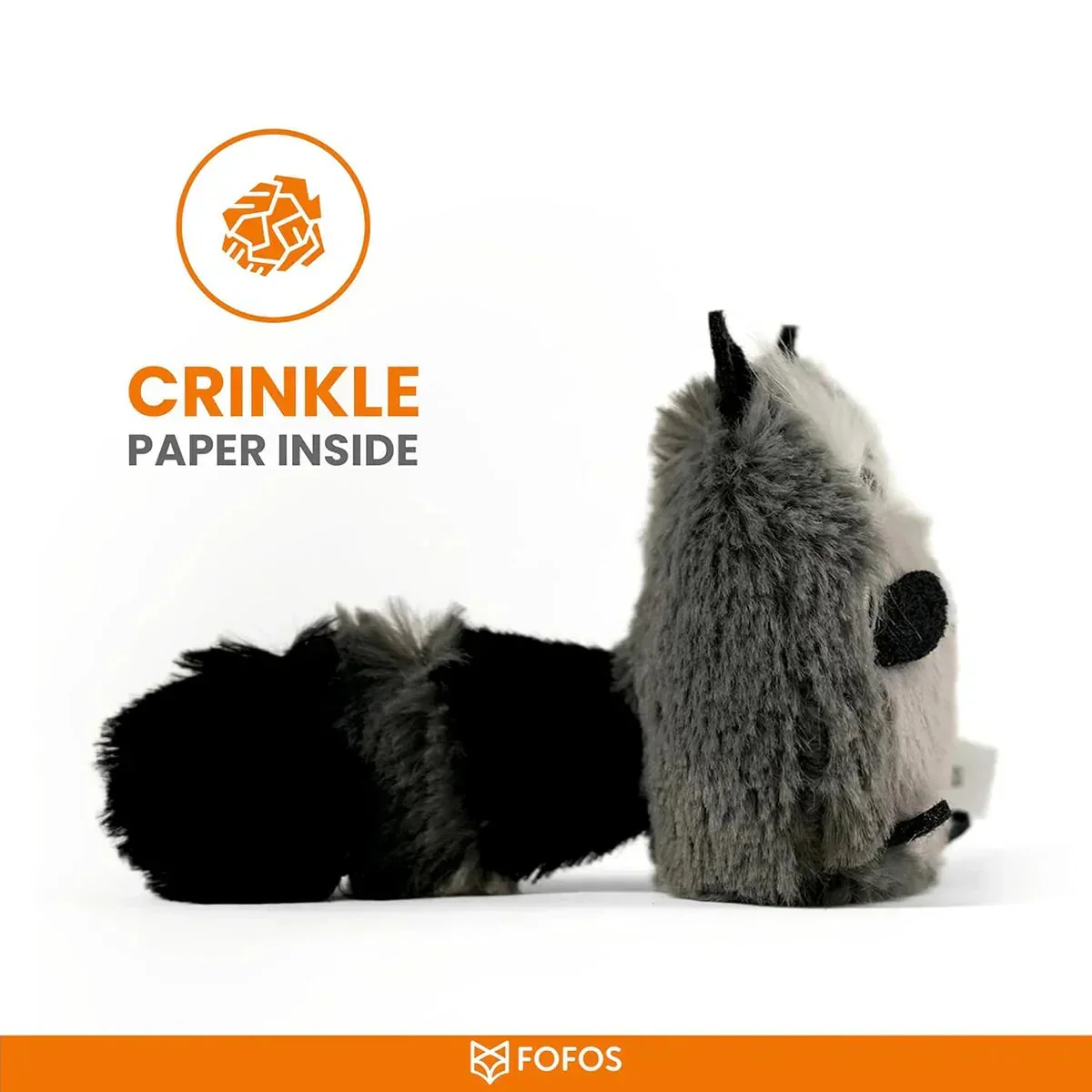 FOFOS Floppy Crinkle Cat Toy Raccoon - Image 5