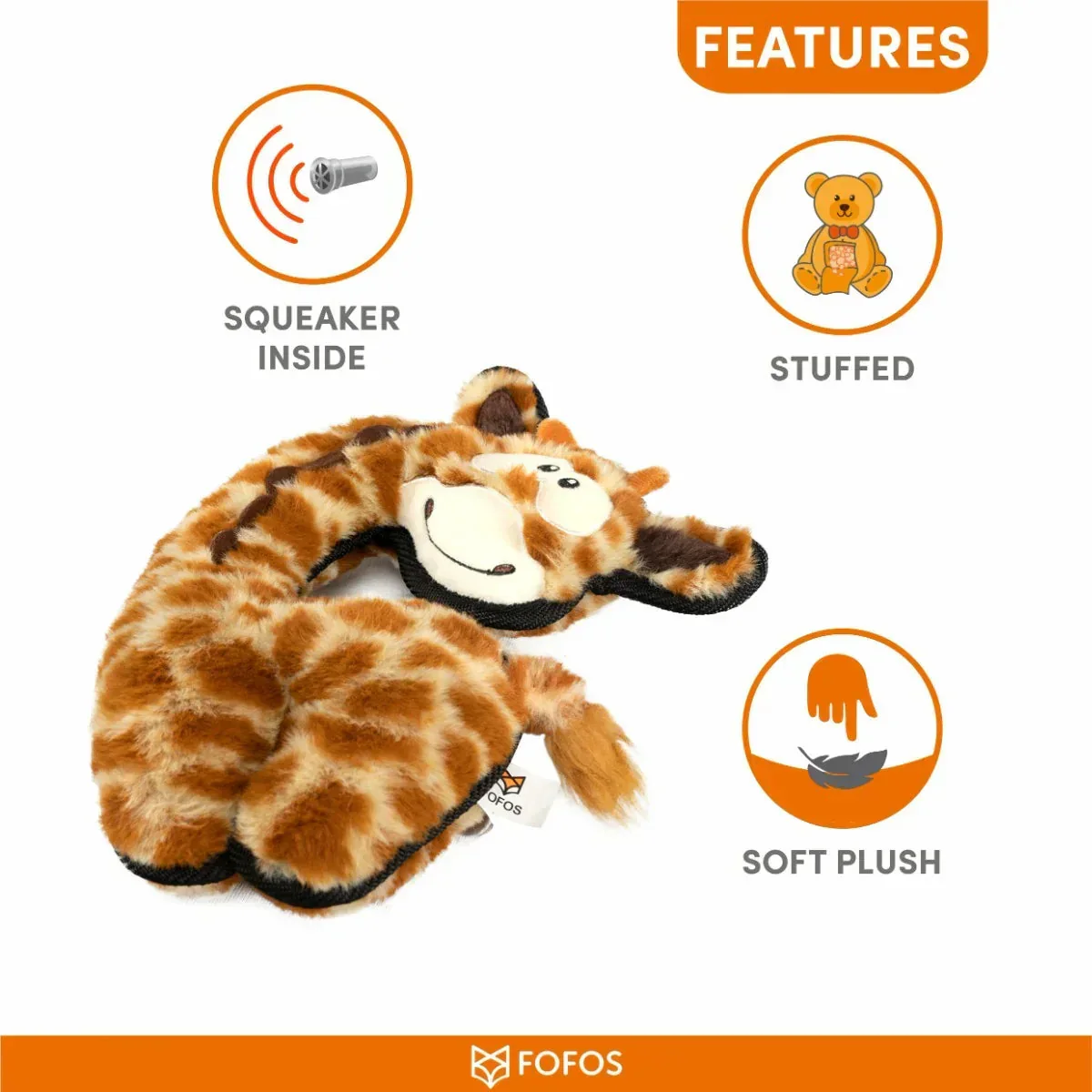FOFOS Safari Line - Giraffe Plush Dog Toy - Image 5