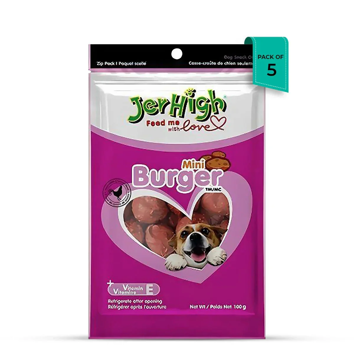 JerHigh Mini Burger Dog Meaty Treat - 100g - Image 6