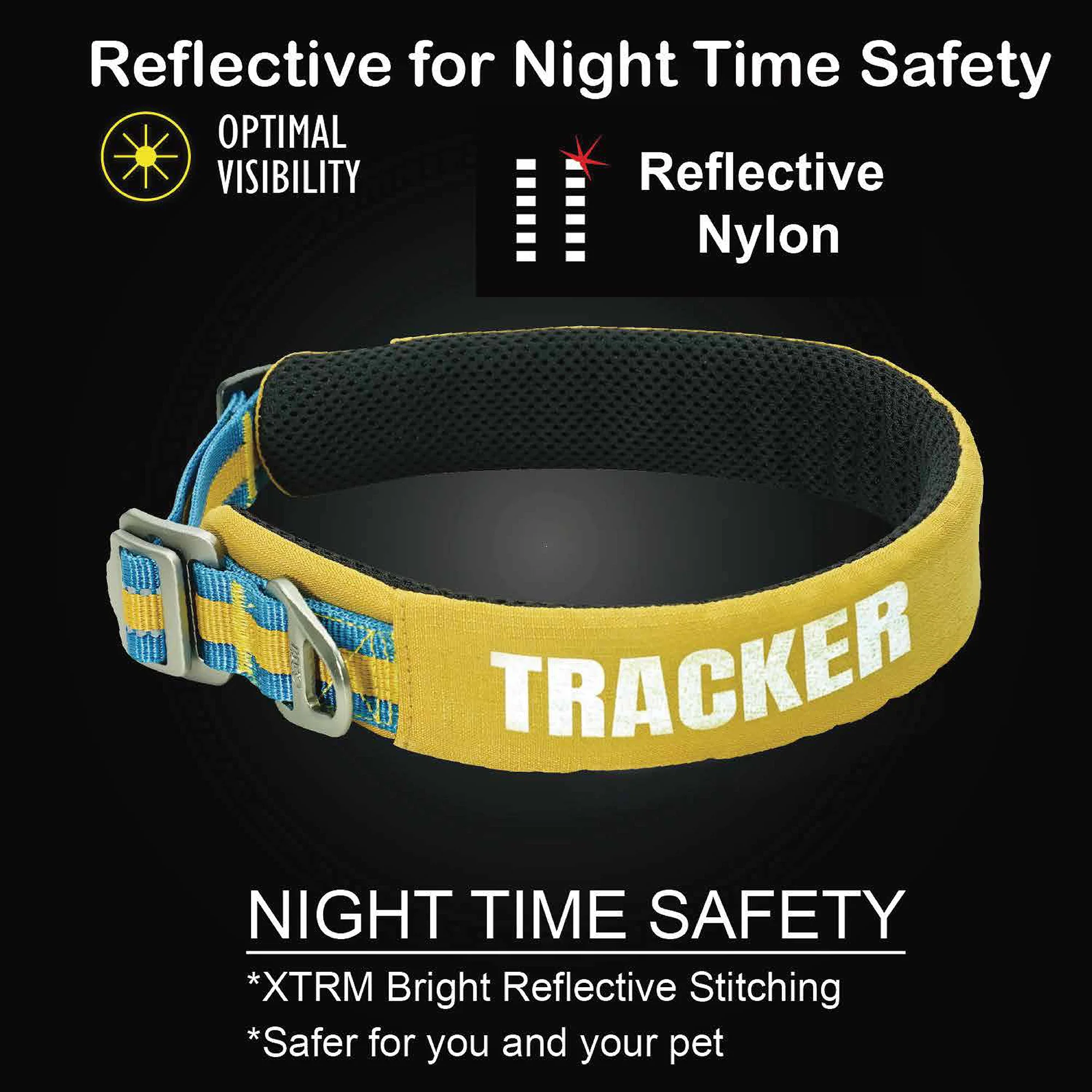 Petaholic Tracker Series Plateau Pet Collar - Mustard - Image 3