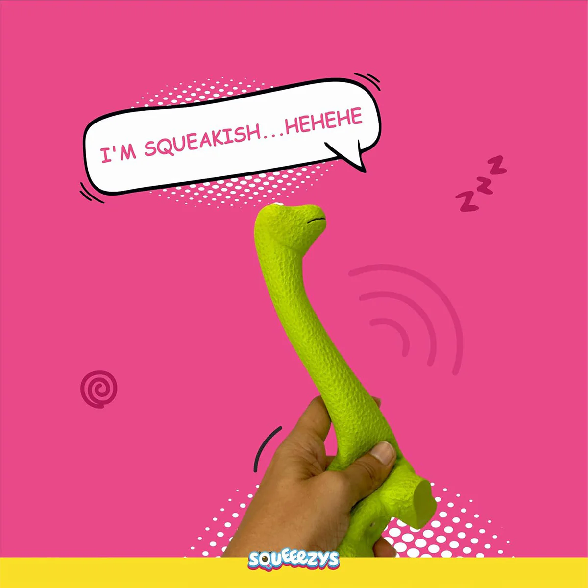 Squeeezys Latex Dino Dog Toy - Green - Image 3