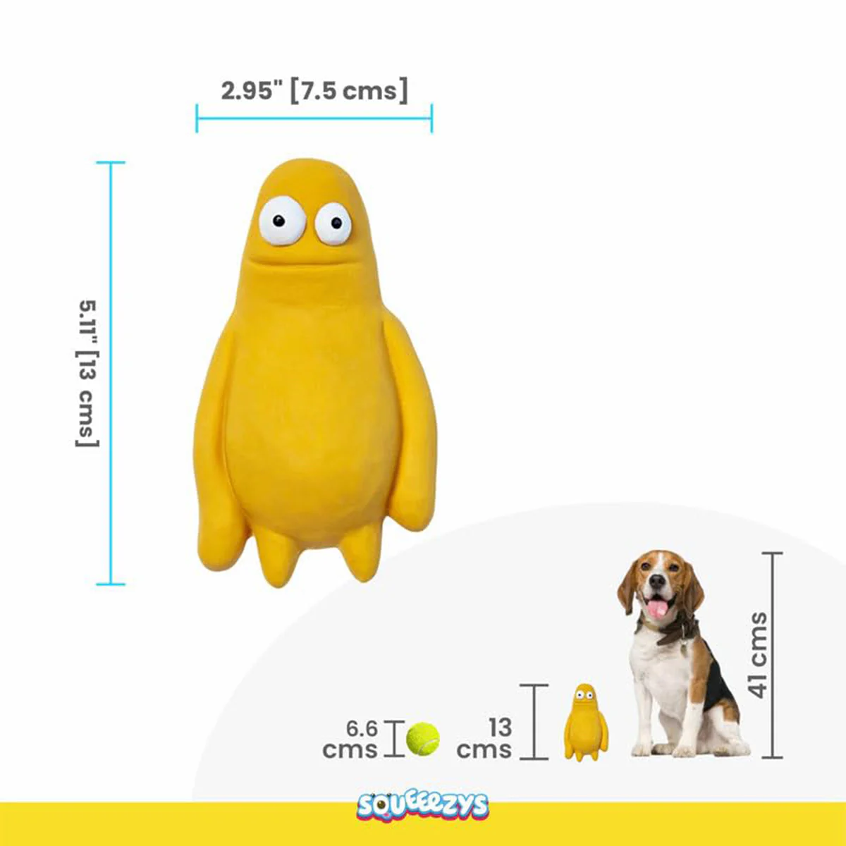 Squeeezys Latex Monster Brother Dog Toy - Yellow - Image 8