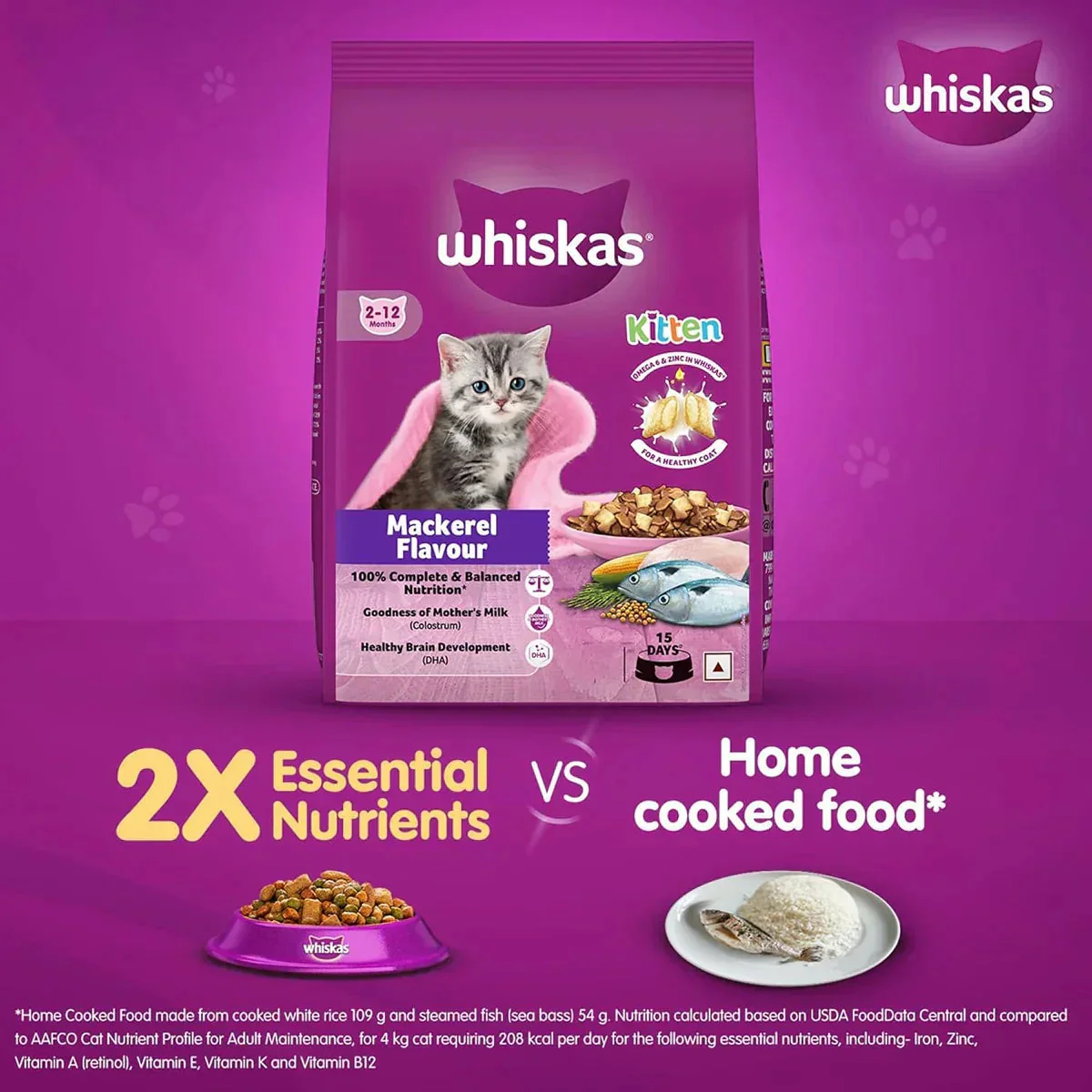 Whiskas Kitten (2-12 months) Mackerel Dry Food - 1.1 kg - Image 3