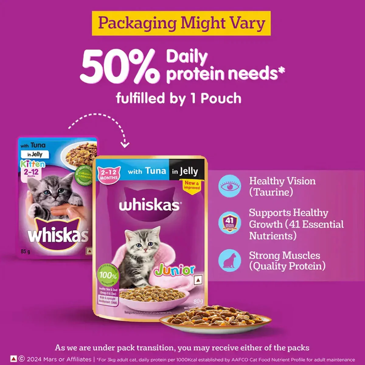 Whiskas Tuna in Jelly Wet Cat Food - All Breeds Kitten (2-12 months) - 14 Pouches (14 x 85g) - Image 5