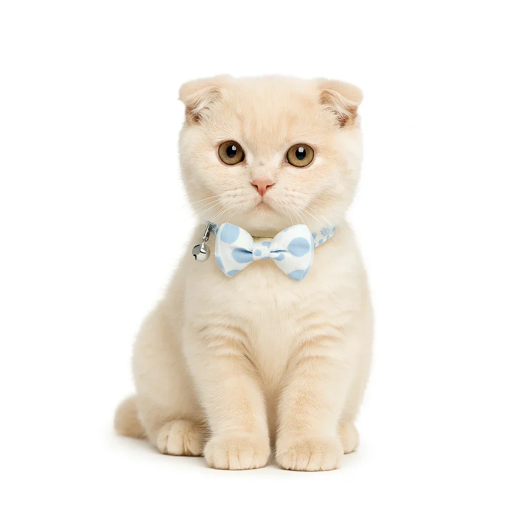ZL Blueberry Dot Bell & Bow Cat Collar - Image 3