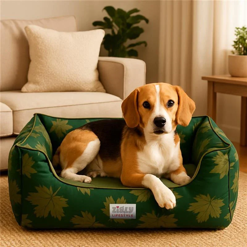 ZL Forest Leafy Lounger Dog Bed - Green - Image 4