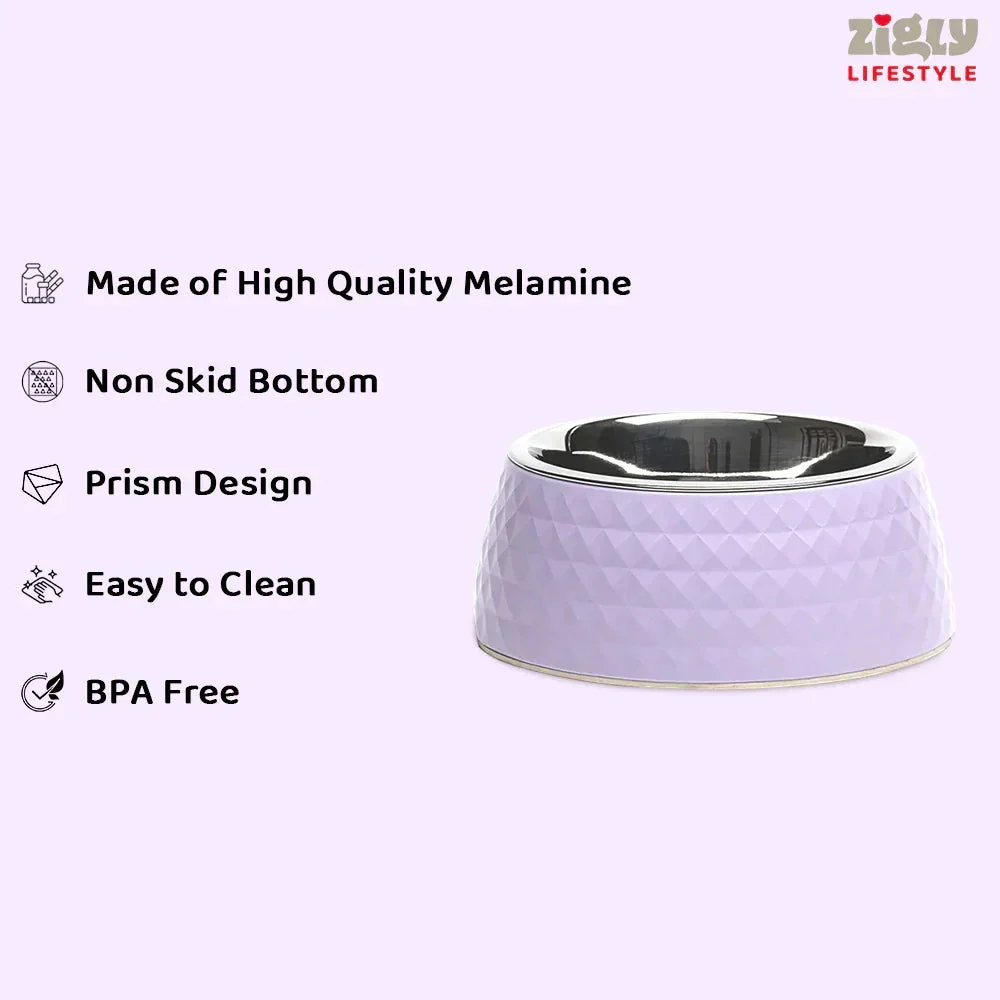 ZL Retro Pyramid Lavender Melamine Dog Bowl - Image 5