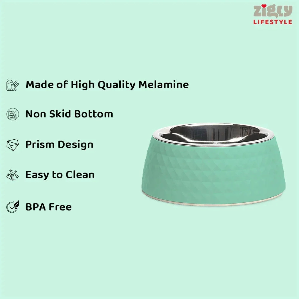 ZL Retro Pyramid Sage Melamine Dog Bowl - Image 5